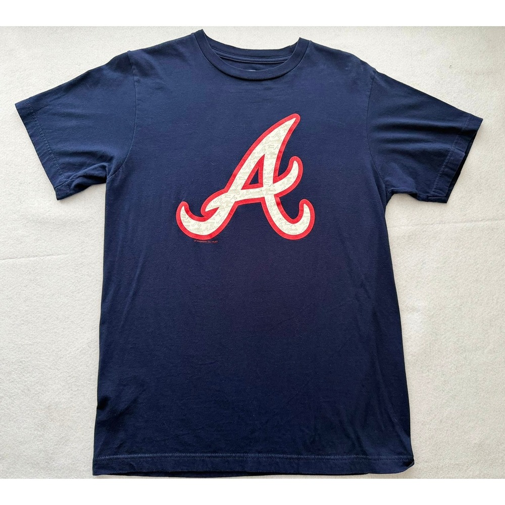 Atlanta Braves MLB T-Shirt Mens Medium Navy Blue Ring Spun Soft Cotton